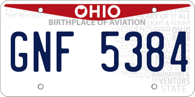 OH license plate GNF5384