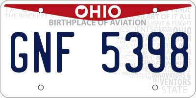 OH license plate GNF5398