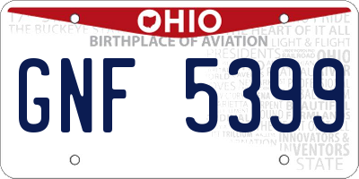 OH license plate GNF5399