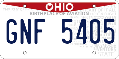 OH license plate GNF5405