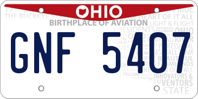 OH license plate GNF5407