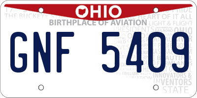 OH license plate GNF5409