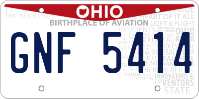 OH license plate GNF5414