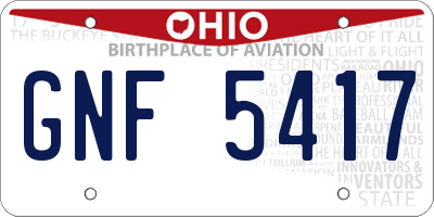 OH license plate GNF5417