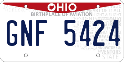 OH license plate GNF5424