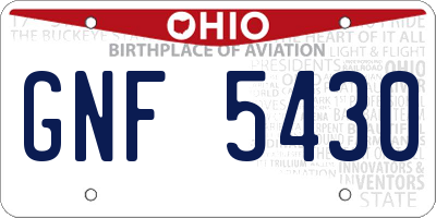 OH license plate GNF5430