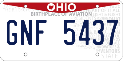 OH license plate GNF5437
