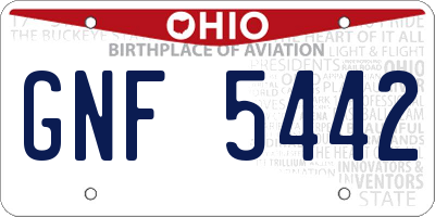 OH license plate GNF5442