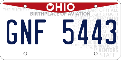 OH license plate GNF5443