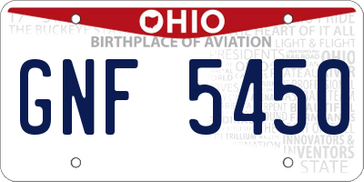 OH license plate GNF5450