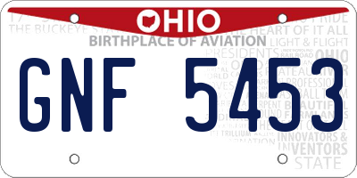 OH license plate GNF5453