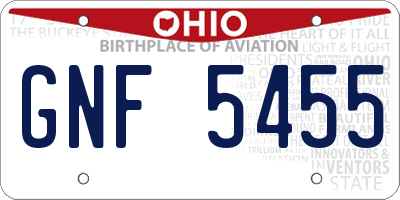 OH license plate GNF5455