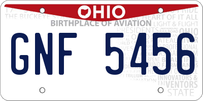 OH license plate GNF5456