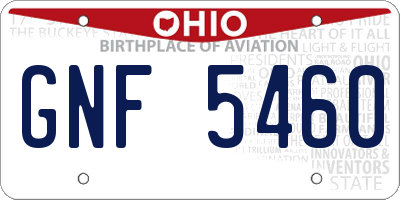 OH license plate GNF5460
