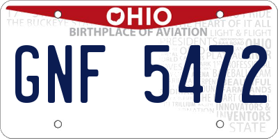 OH license plate GNF5472