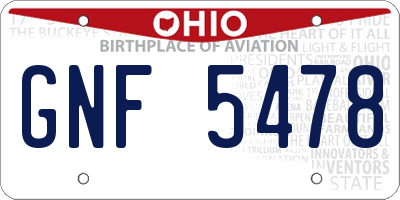 OH license plate GNF5478