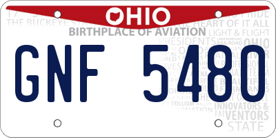OH license plate GNF5480