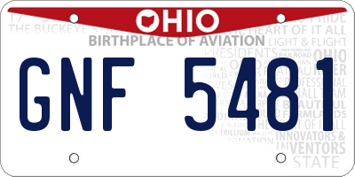 OH license plate GNF5481