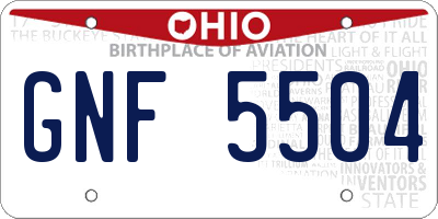OH license plate GNF5504
