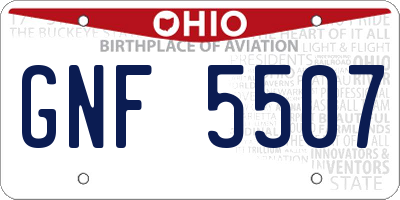 OH license plate GNF5507