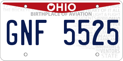 OH license plate GNF5525