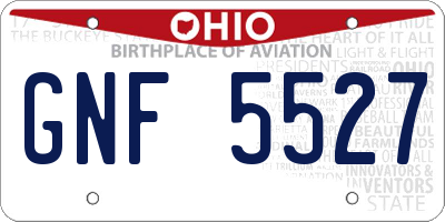 OH license plate GNF5527
