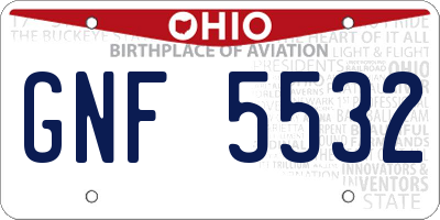 OH license plate GNF5532