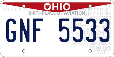 OH license plate GNF5533