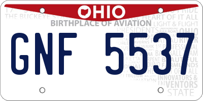 OH license plate GNF5537
