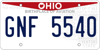 OH license plate GNF5540