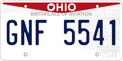 OH license plate GNF5541
