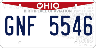 OH license plate GNF5546