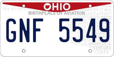 OH license plate GNF5549