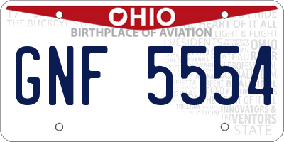 OH license plate GNF5554