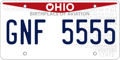 OH license plate GNF5555