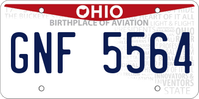 OH license plate GNF5564
