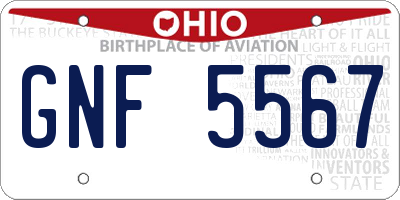 OH license plate GNF5567