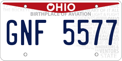 OH license plate GNF5577