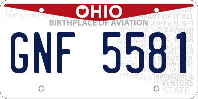 OH license plate GNF5581