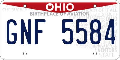 OH license plate GNF5584