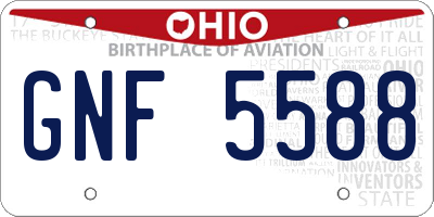 OH license plate GNF5588