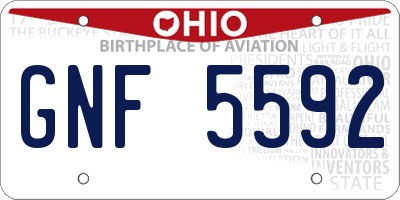 OH license plate GNF5592