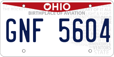 OH license plate GNF5604