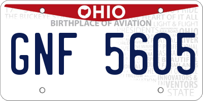 OH license plate GNF5605