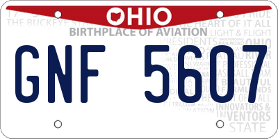 OH license plate GNF5607