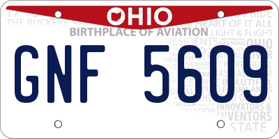 OH license plate GNF5609