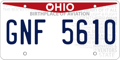 OH license plate GNF5610
