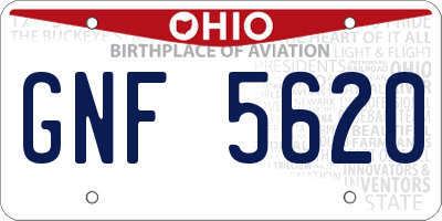 OH license plate GNF5620