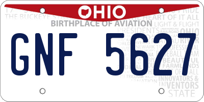 OH license plate GNF5627