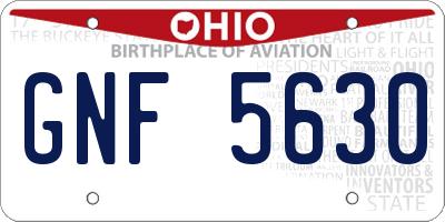 OH license plate GNF5630